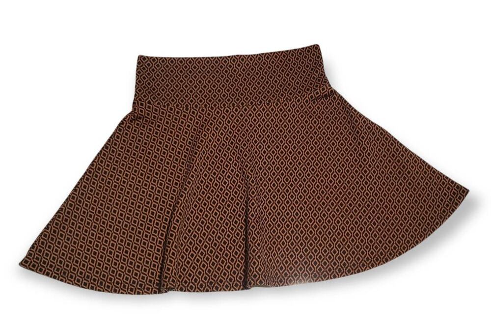 Umgee USA Brown w. Black Diamond Print Mini Skirt - Size Medium
